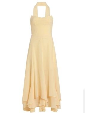 Amanda Uprichard Monterey Dress with Scarf in Cornsilk